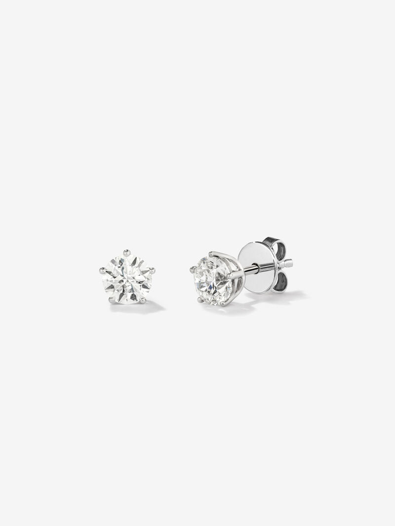18K white gold earrings with solitary diamond image number 1