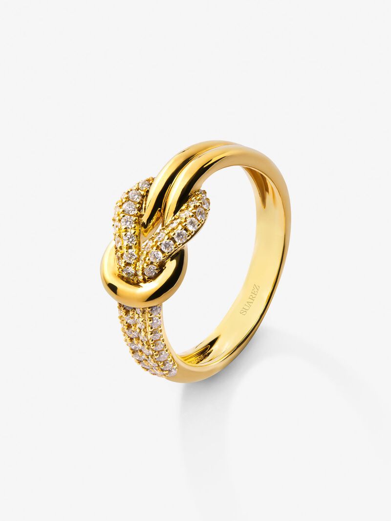 18K yellow gold ring with white diamonds of 0.32 cts and knot shape image number 0