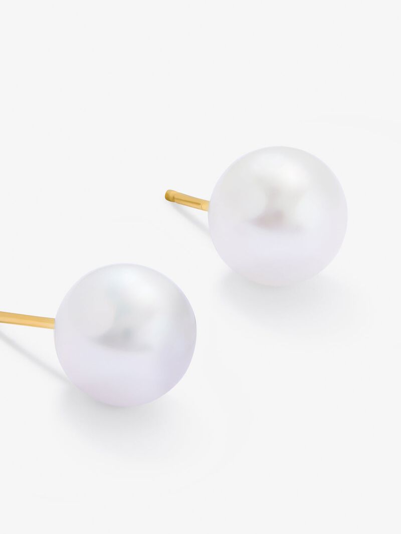 18k rose gold button earring with 11mm Australian pearl image number 2