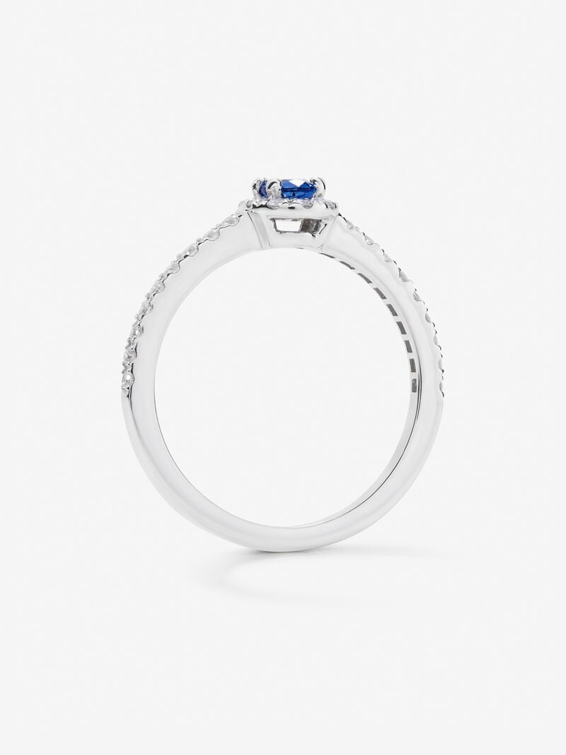 18K white gold ring with blue sapphire 0.32 cts and 40 brilliant-cut diamonds with a total of 0.25 cts image number 4