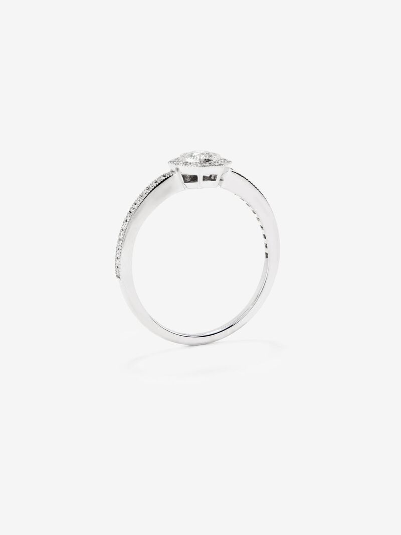 18K white gold solitaire engagement ring with a diamond halo image number 4