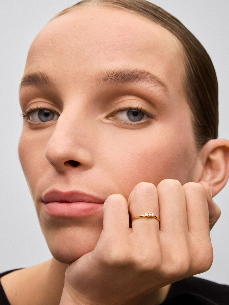 18K Rose Gold Trio Ring with Diamonds image number 1