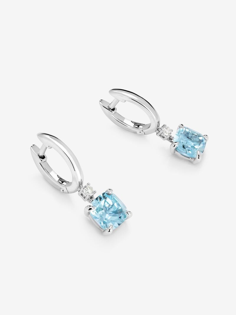 925 Silver hoop earrings with hanging topaz image number 2