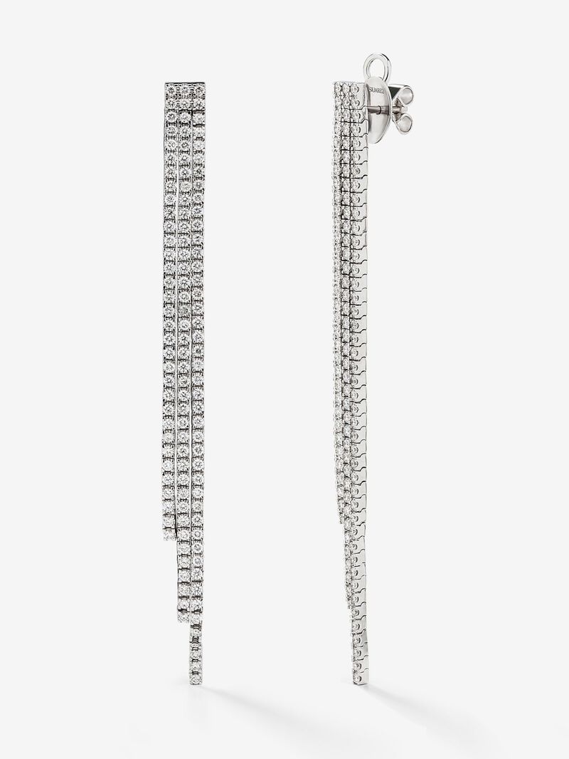 18K white gold hoop earrings with 232 brilliant-cut diamonds with a total of 4.06 cts image number 0