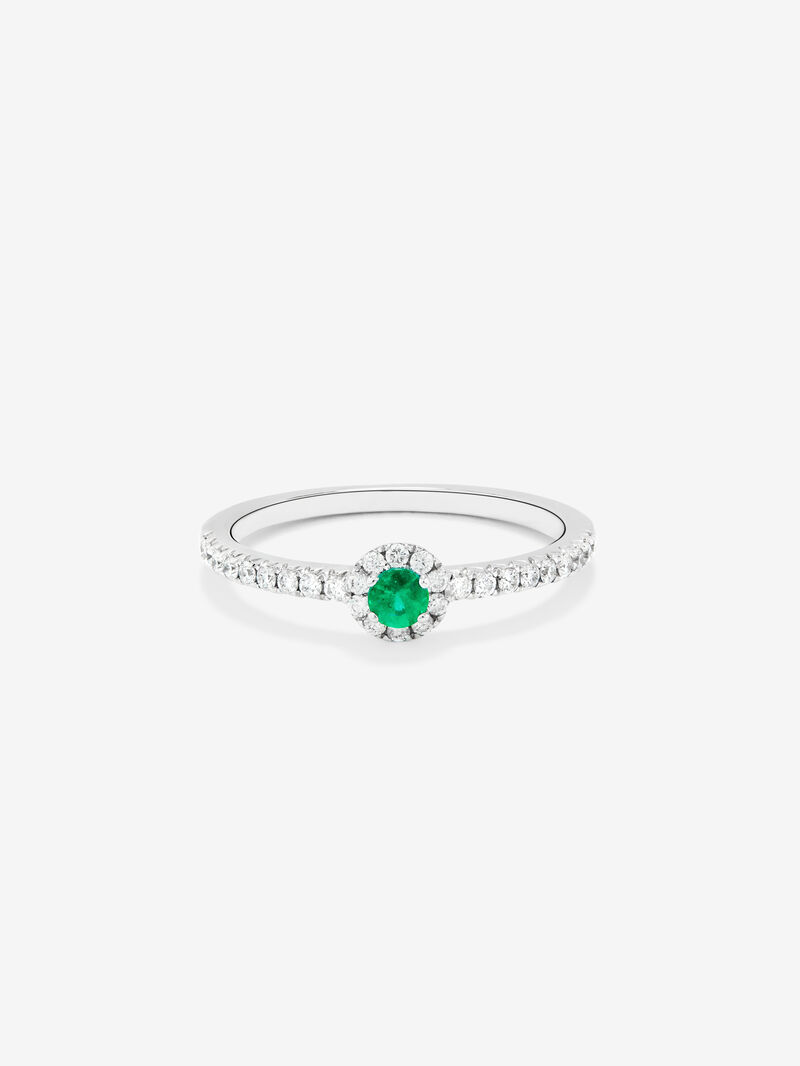18K White Gold Orla ring with emerald and diamond image number 1