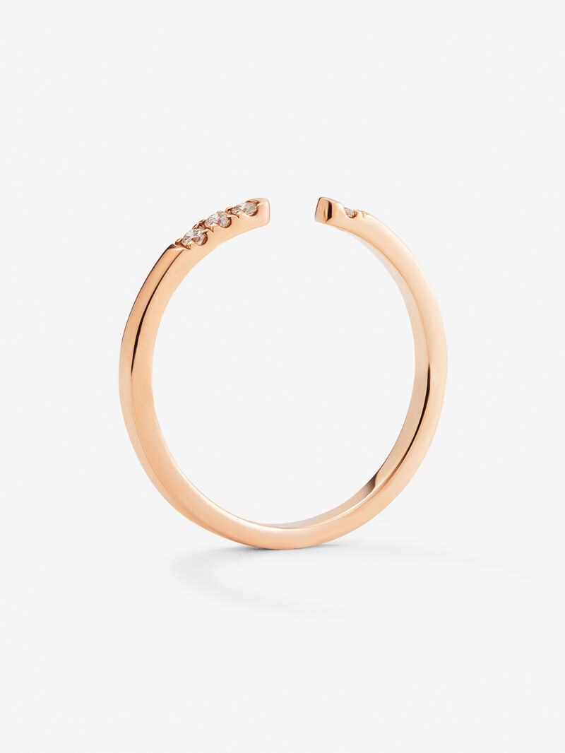 18K rose gold open ring with 4 brilliant-cut diamonds with a total of 0.05 cts image number 3