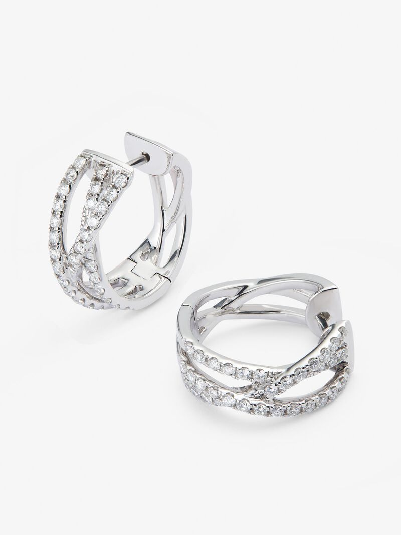 18K white gold multiple hoop earrings with 68 brilliant-cut diamonds with a total of 0.74 cts image number 2