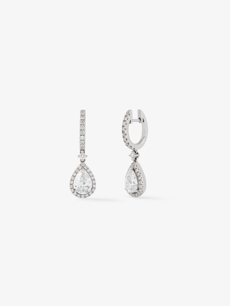 18K white gold earrings with 2.56 ct pear-cut and brilliant-cut diamonds image number 0