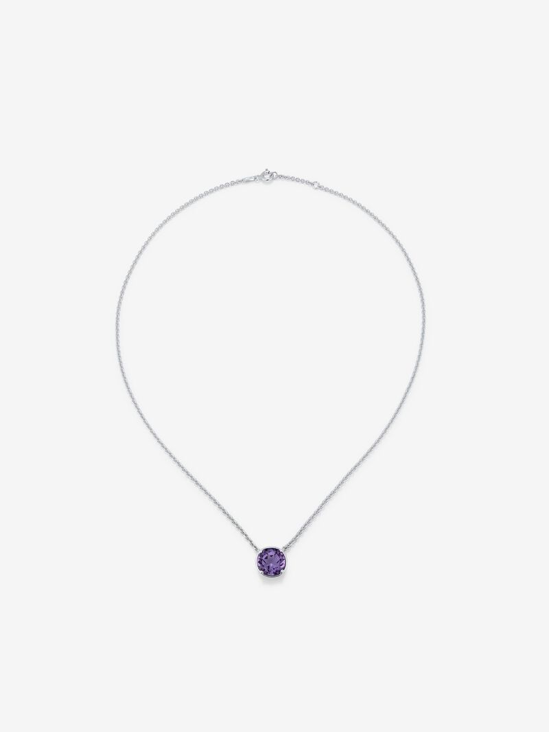 925 Silver chain pendant with amethyst image number 0