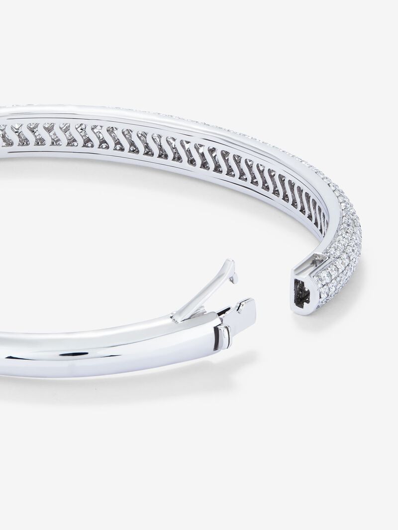 Rigid half -cane bracelet 18k white with diamond paw image number 4