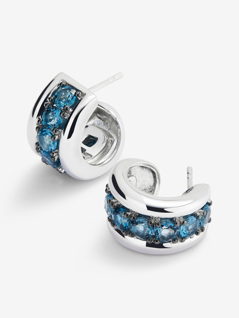 925 silver earrings with brilliant cut London blue topaz pave image number 2
