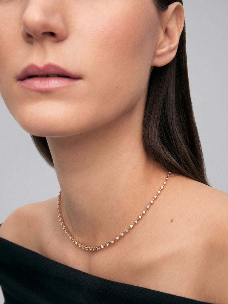 18K yellow gold necklace with 39 brilliant-cut diamonds with a total of 2 cts image number 4