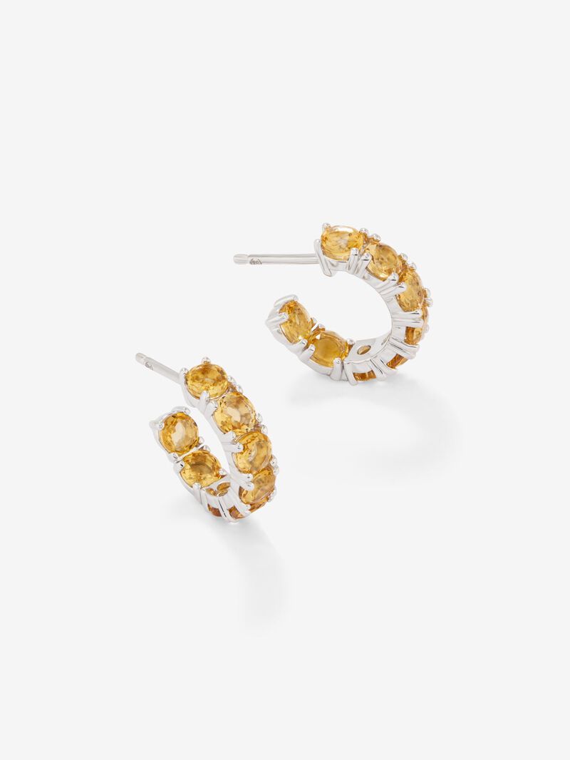 Citrine 925 Silver Hoop Earrings image number 2