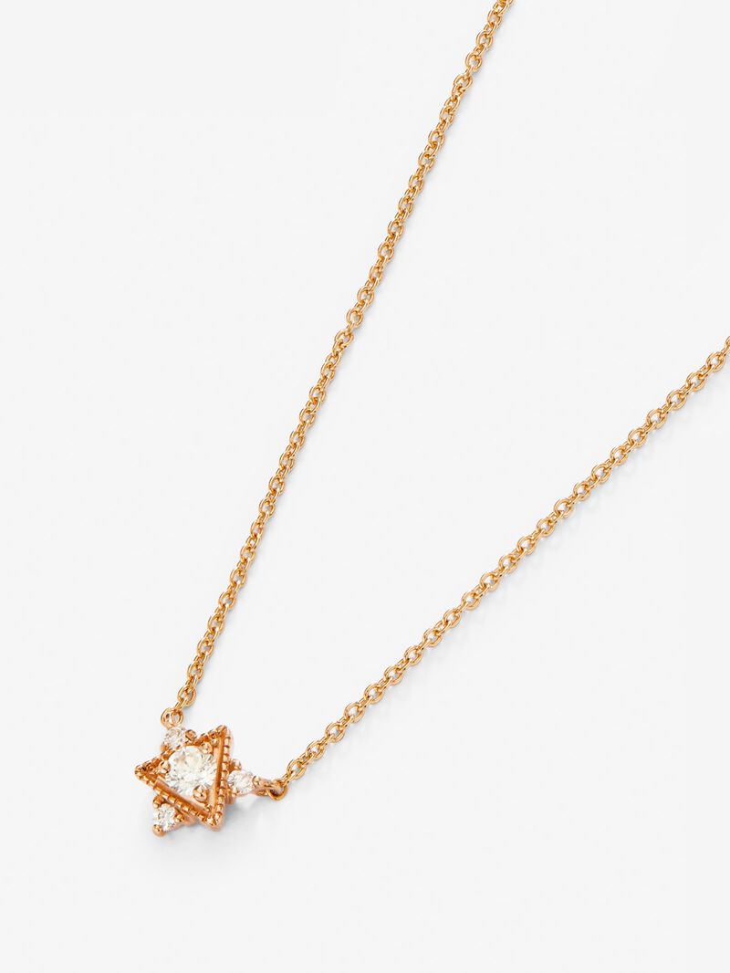 18K rose gold necklace with 4 brilliant-cut diamonds with a total of 0.1 cts image number 2