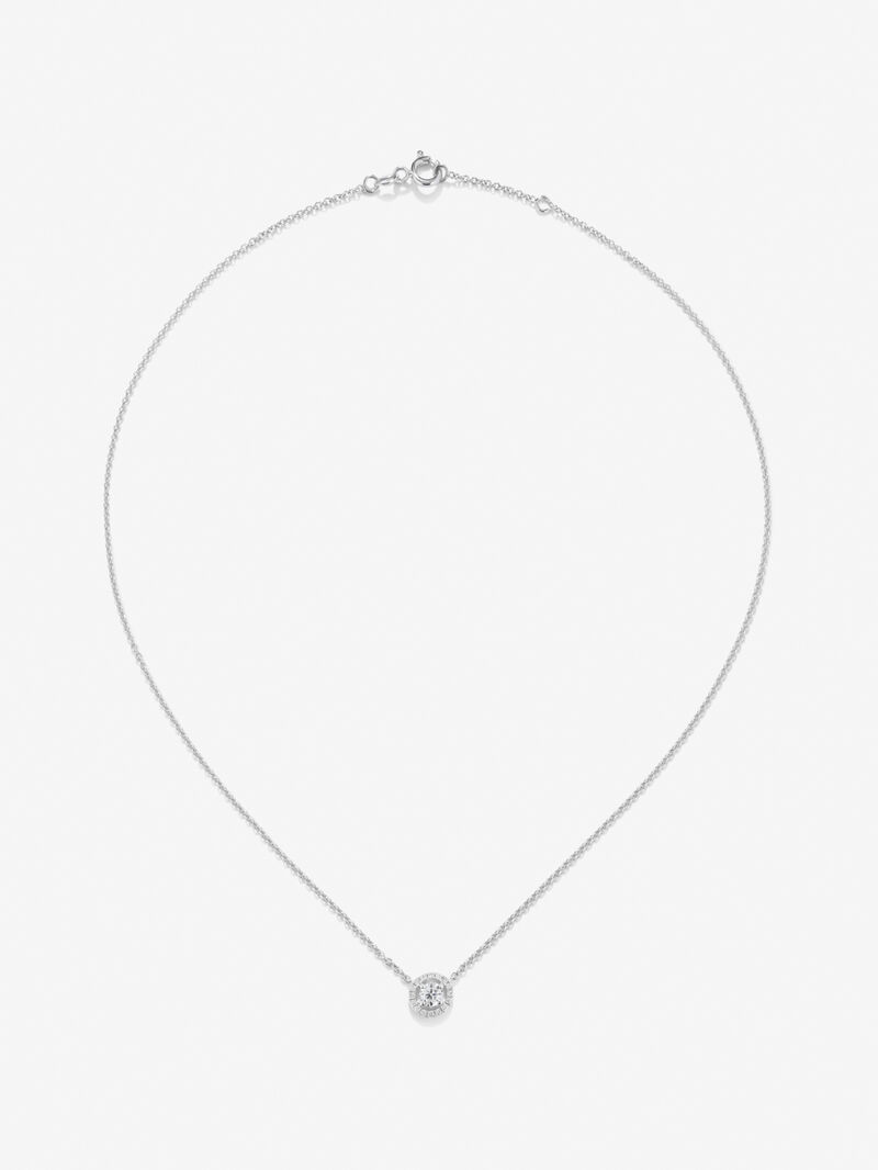 18K white gold chain pendant with solitary diamond and diamond urla image number 0