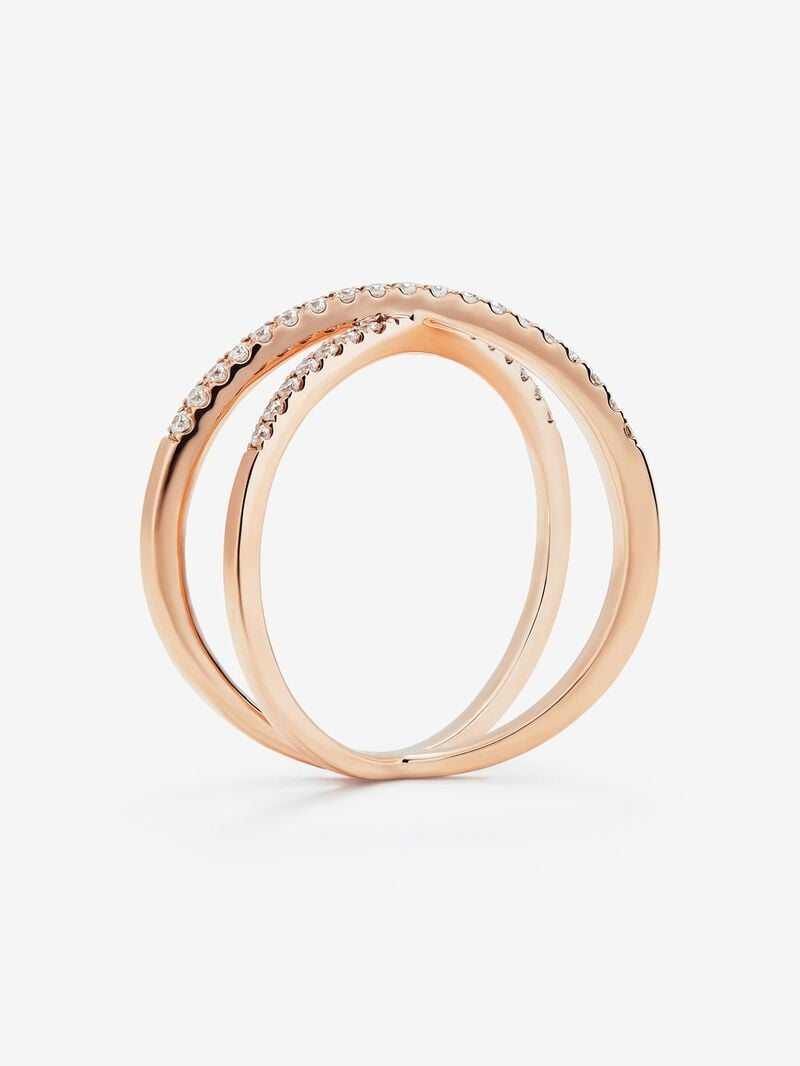 18K rose gold cross ring with 33 brilliant-cut white diamonds with a total of 0.2 cts image number 4