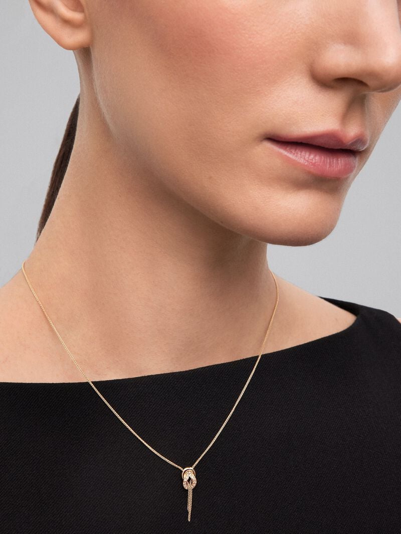 18K yellow gold pendant with white diamonds of 0.05 cts and knot shape image number 0