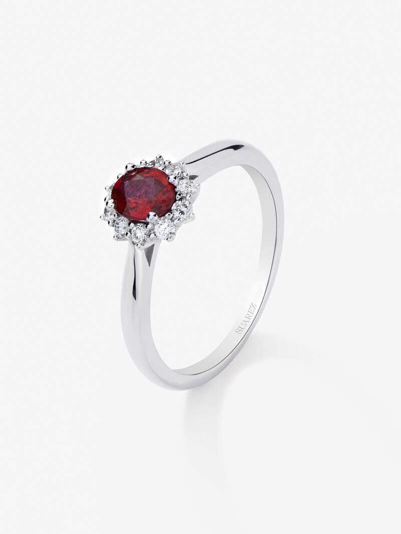 18K White Gold Ring with 0.25 cts oval blub and white diamonds of 0.12 cts image number 0