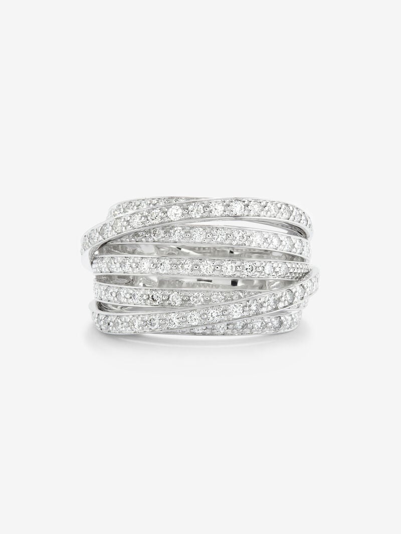 18K white gold multi-arm ring with 101 brilliant-cut diamonds with a total of 1.2 cts image number 2
