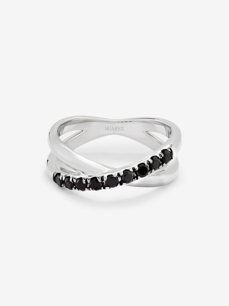 925 silver cross ring with 9 brilliant-cut black spinels with a total of 0.24 cts image number 1