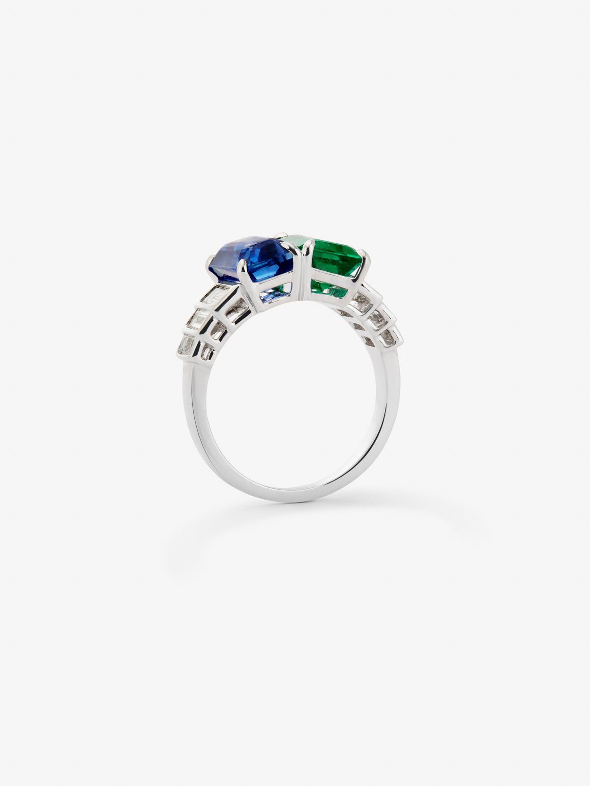 White sapphire and emerald combination top