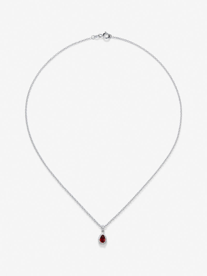 18K white gold pendant with Ruby in 0.5 cts and white diamonds in 0.09 cts bright diamonds image number 0