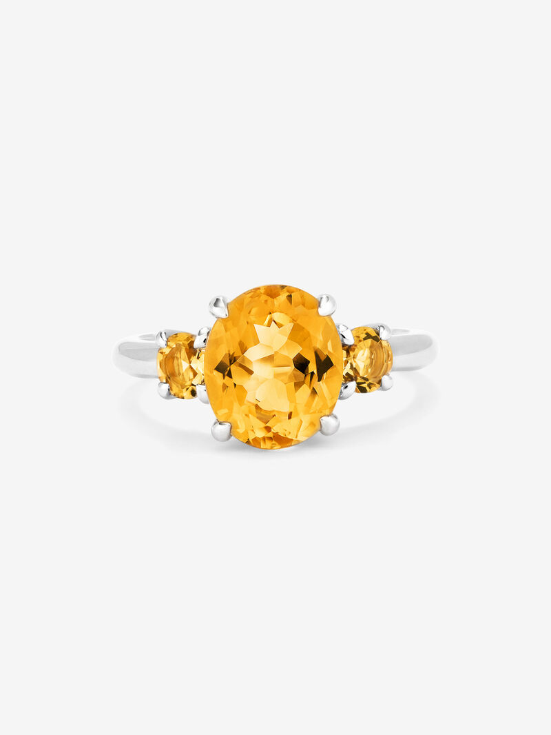 925 silver triplet ring with 3 oval-cut citrine quartz with a total of 3.14 cts image number 2
