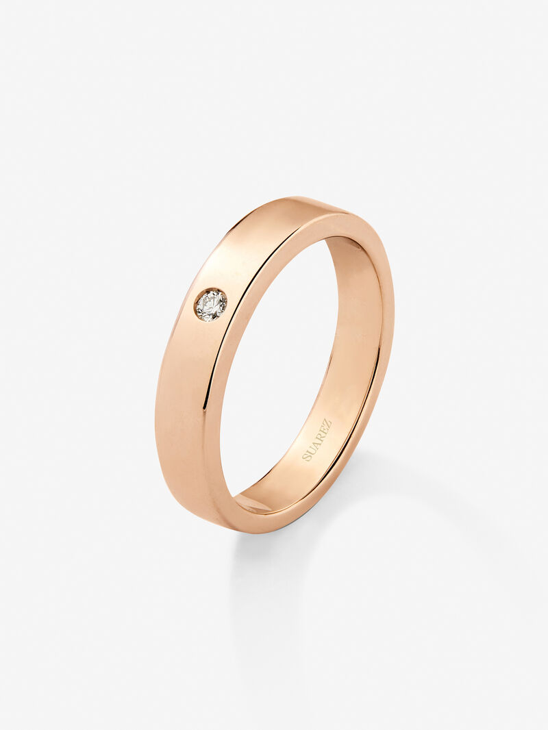 18K rose gold ring with brilliant cut diamond with a total of 0.03 cts image number 0