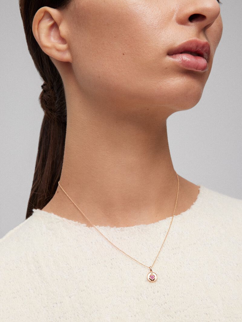 18kt rose gold pendant with sapphires image number 1
