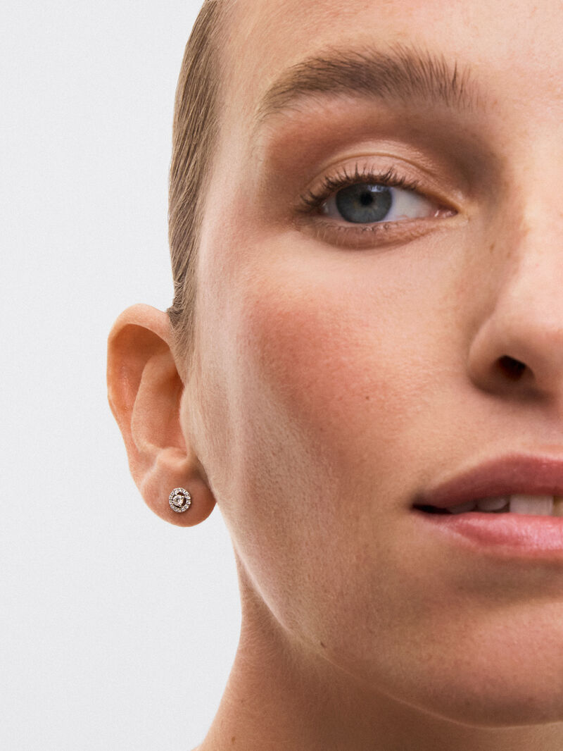 18K White Gold Earrings with solitary diamond and diamond urla image number 3