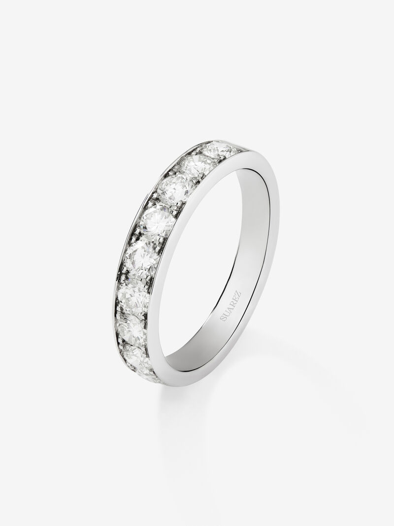 Half ring in 18K white gold with 9 brilliant-cut diamonds with a total of 0.9 cts image number 0