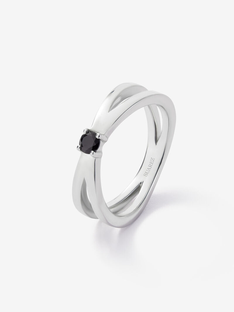 925 silver cross ring with brilliant cut black spinel image number 0