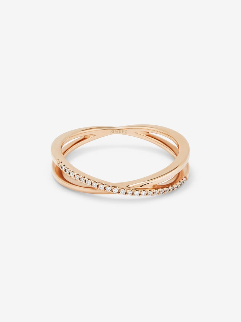 18K rose gold cross ring with 24 brilliant-cut white diamonds with a total of 0.07 cts image number 2
