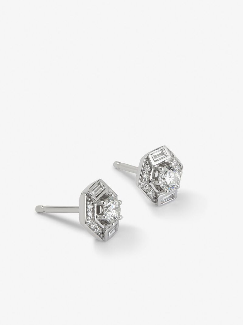 18K white gold earrings with 1.2 ct baguette and brilliant cut diamonds image number 1