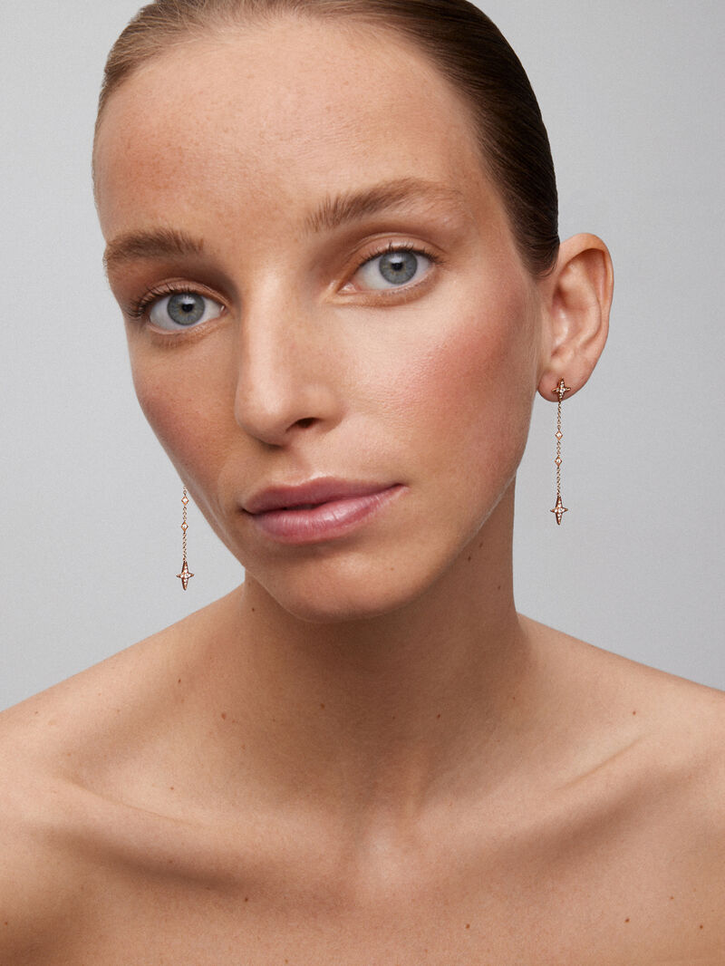 18K rose gold earrings with 32 brilliant-cut diamonds with a total of 0.28 cts image number 3