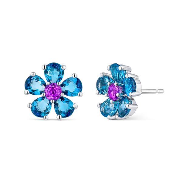 Utopian earrings 0,69 carats Swiss topazes and 3,62 carats purple amethyst, PE20077-AGSWAM_V