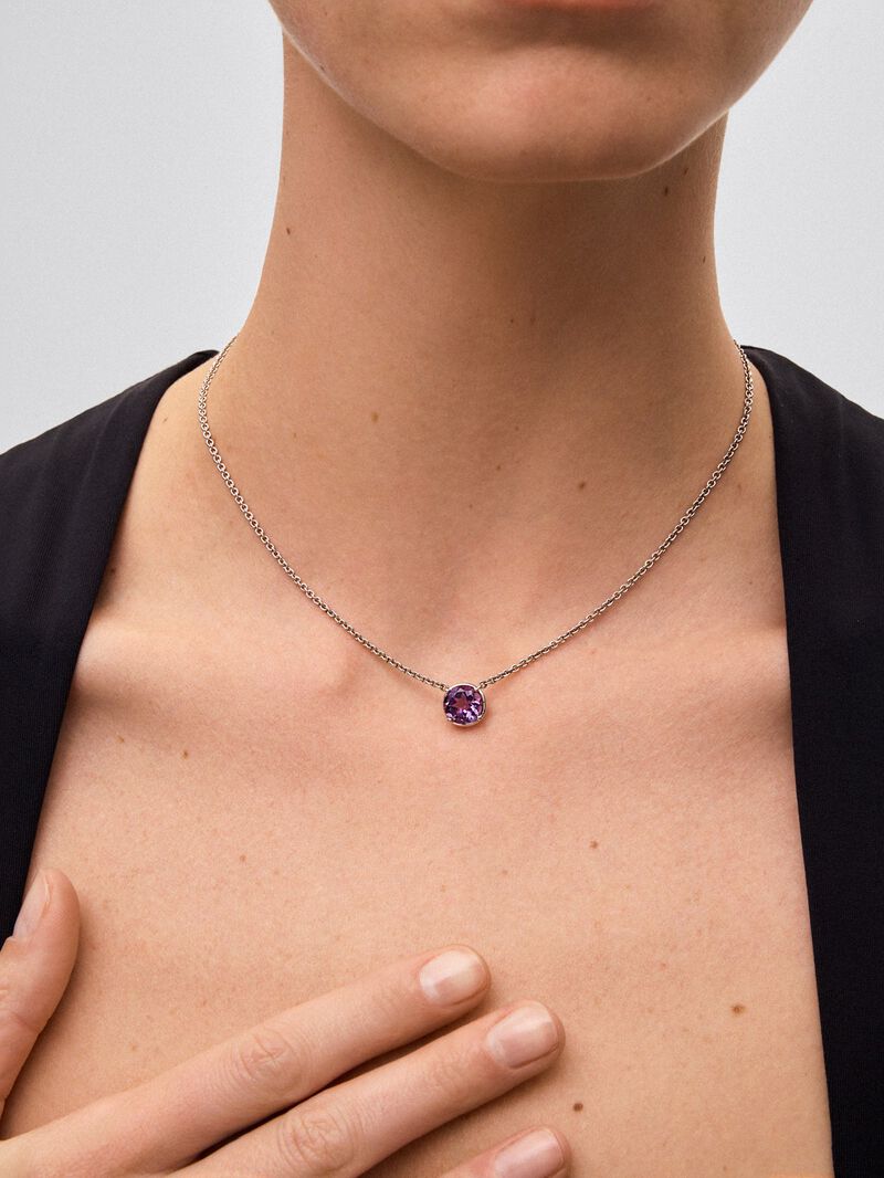 925 Silver chain pendant with amethyst image number 3