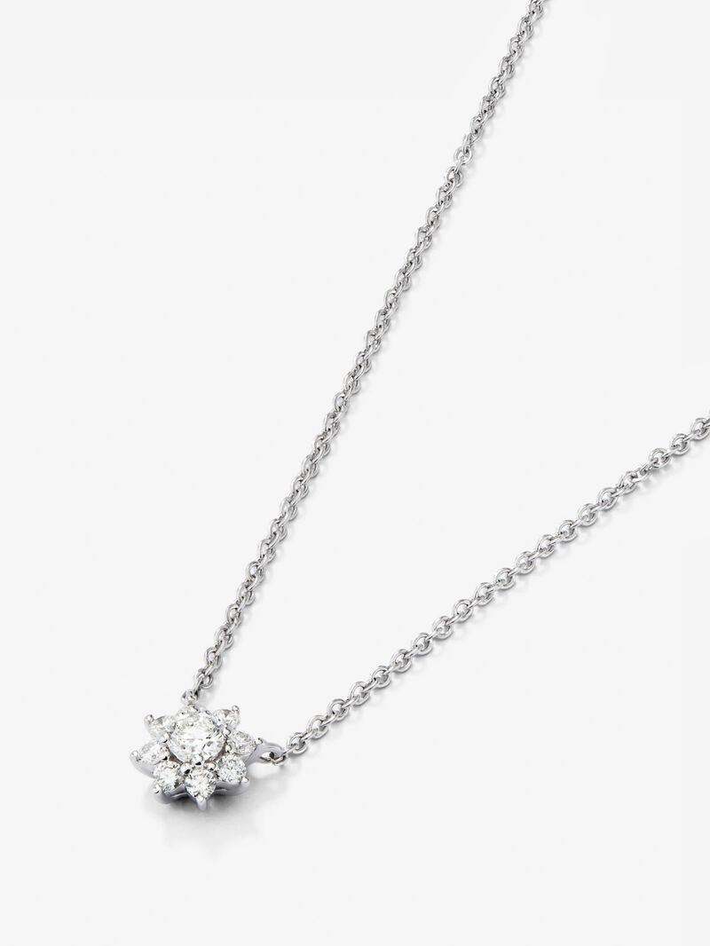 18K White Gold Flower Chain with solitary diamonds and diamond urla image number 2