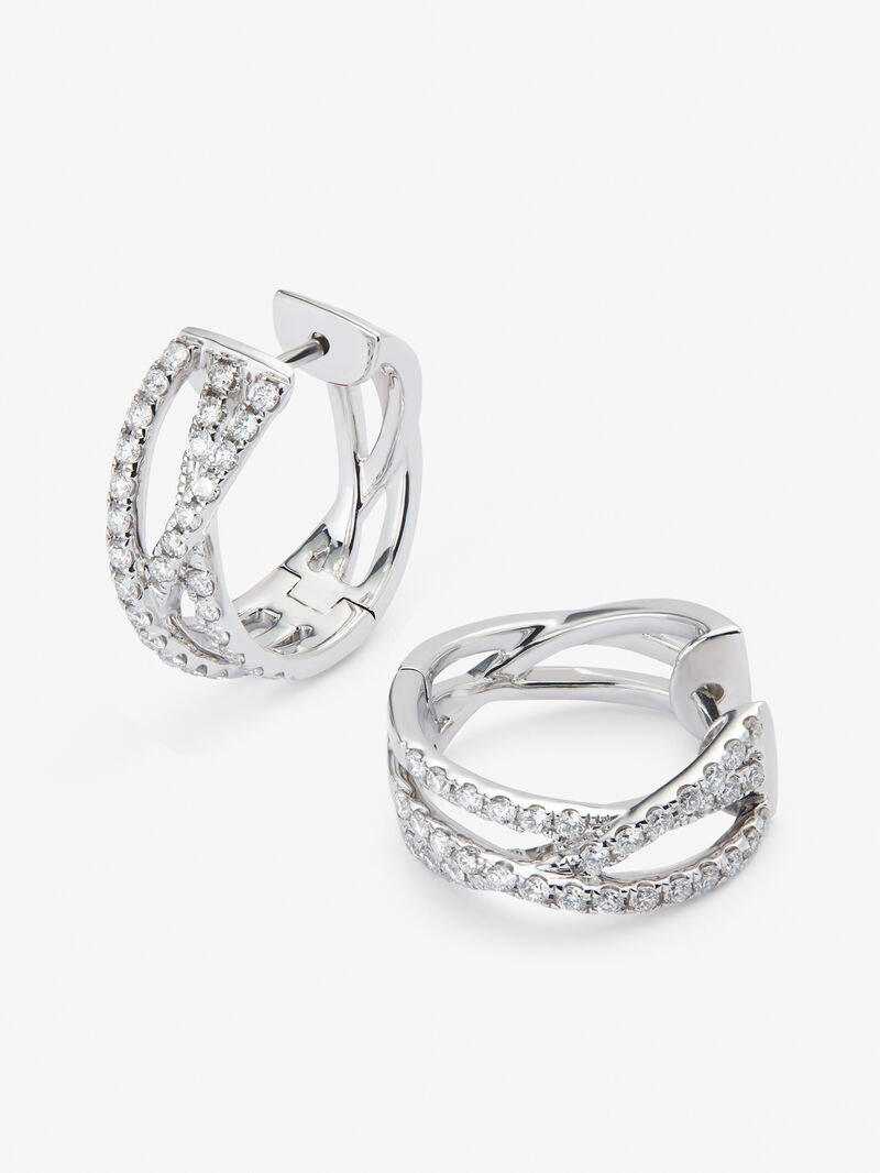 18K white gold multiple hoop earrings with 68 brilliant-cut diamonds with a total of 0.74 cts image number 2