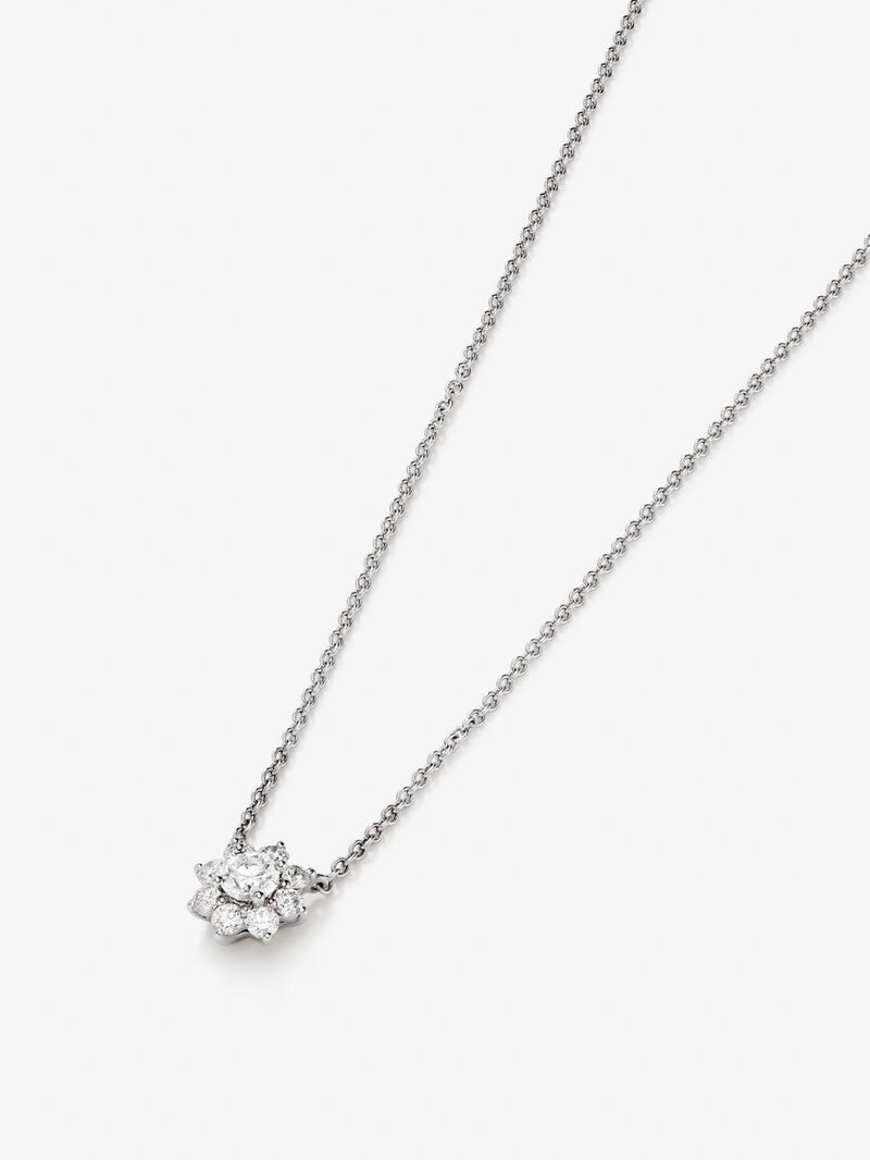 18K White Gold Flower Chain with solitary diamonds and diamond urla image number 4