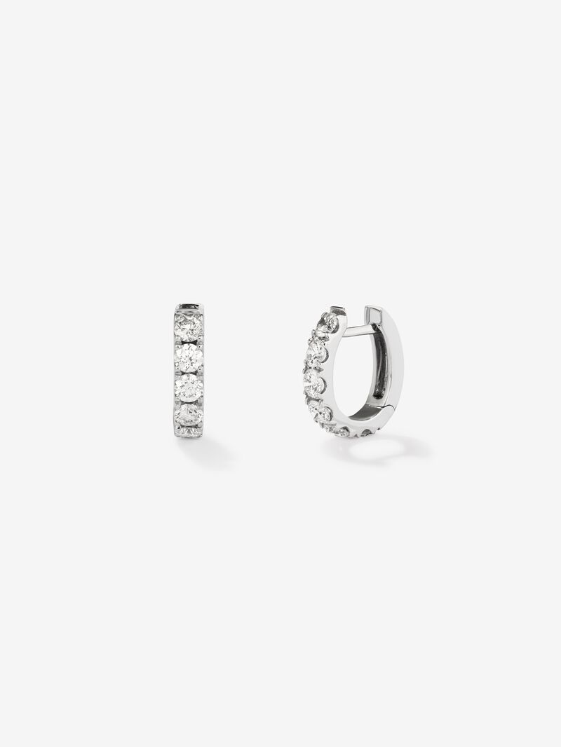 18K white gold hoop earrings with diamonds image number 0