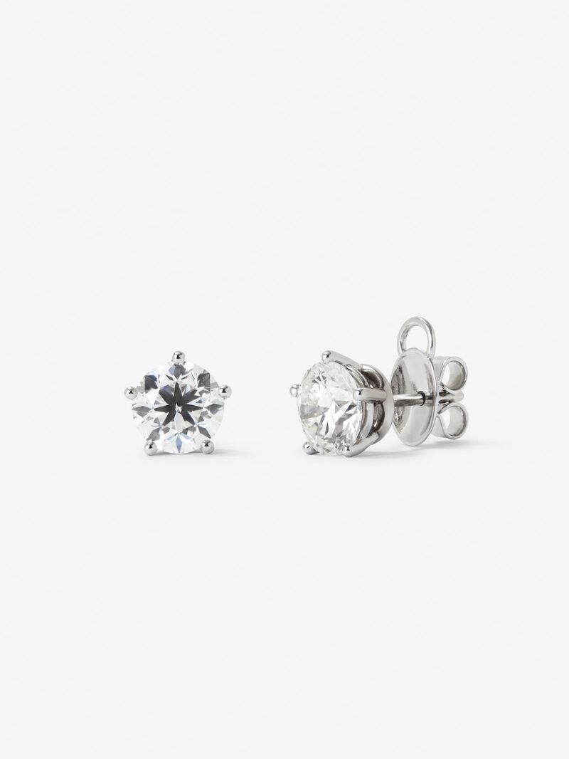 18K white gold earrings with 2 brilliant-cut diamonds with a total of 4 cts image number 0
