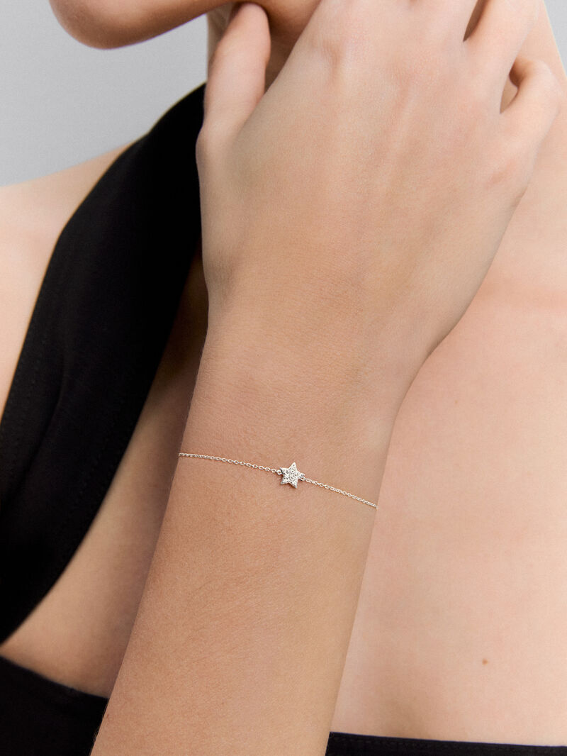 18K white gold bracelet with white diamonds of 0.05 CTS star -shaped 0.05 image number 3
