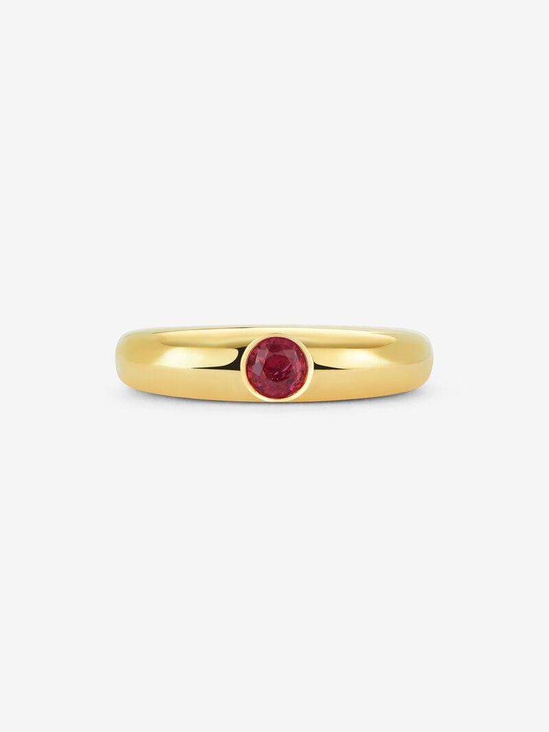 18K yellow gold ring with 0.32 ct brilliant cut ruby image number 2