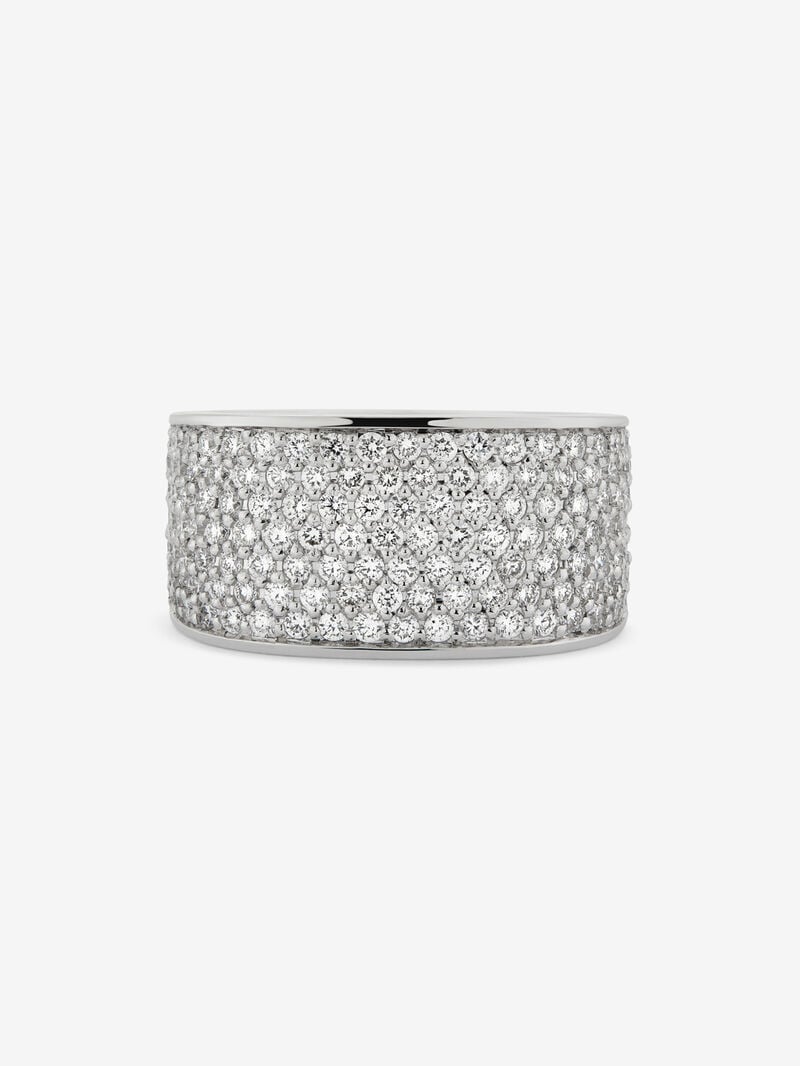 18K White Gold Ring with Brilliant-Cut Pavé Diamonds image number 2