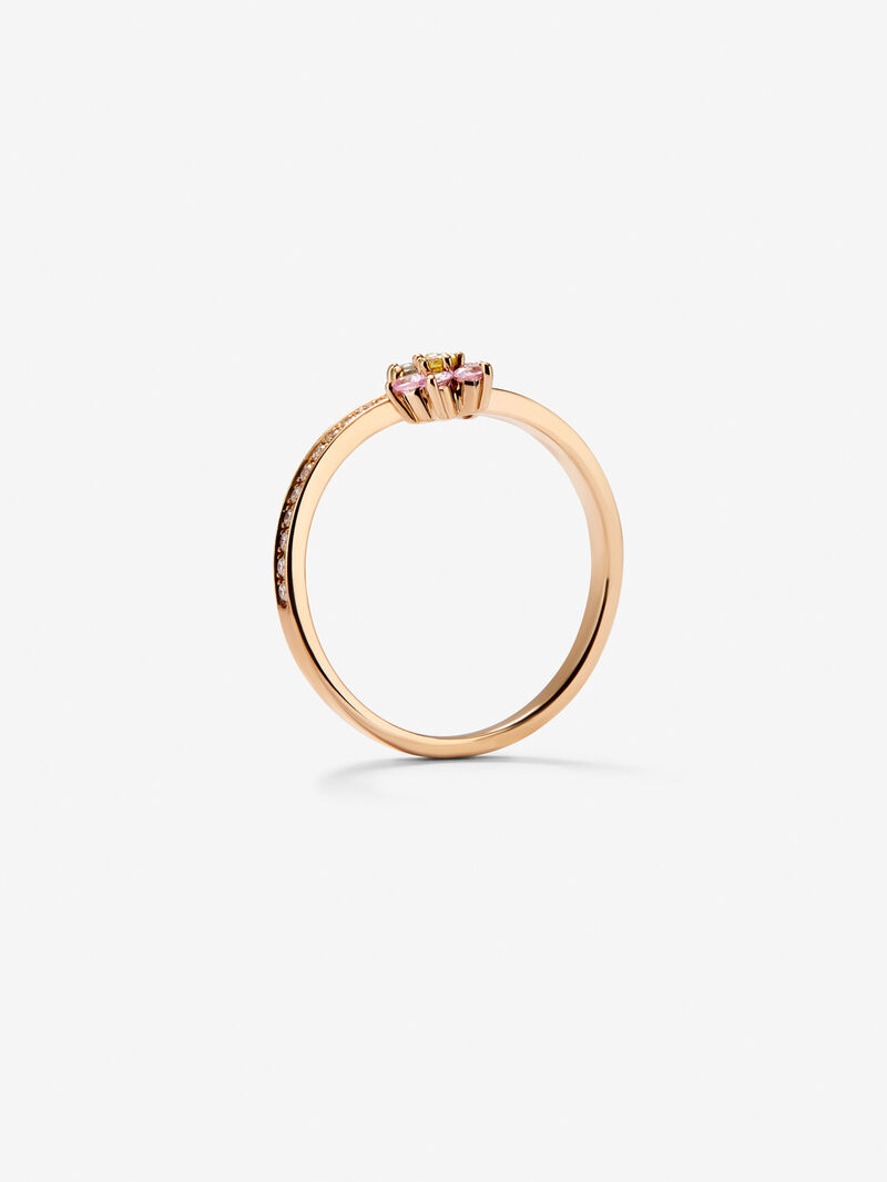 18K rose gold ring with pink and green sapphires in bright size of 0.26 cts and white diamonds in bright 0.1 cts image number 6