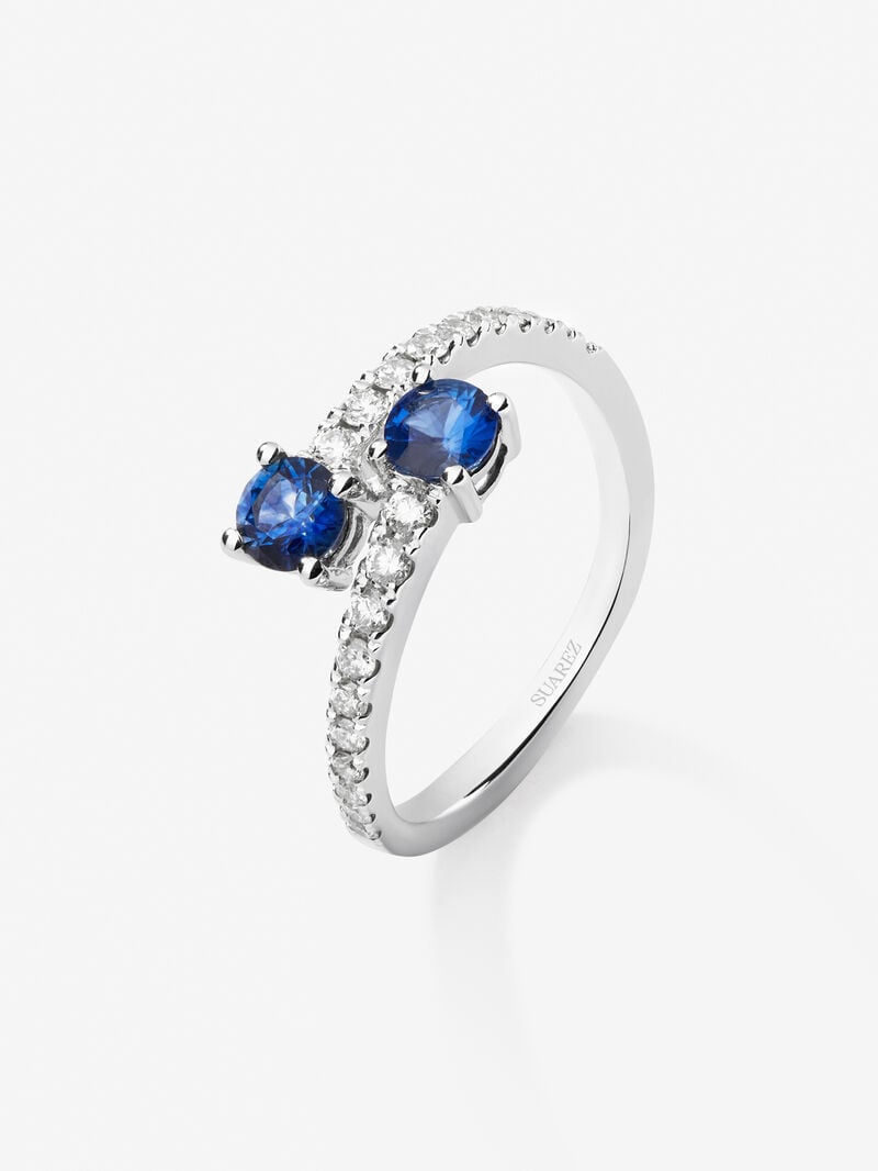 You and I of 18k White Gold with Zafiro and Diamond image number 0