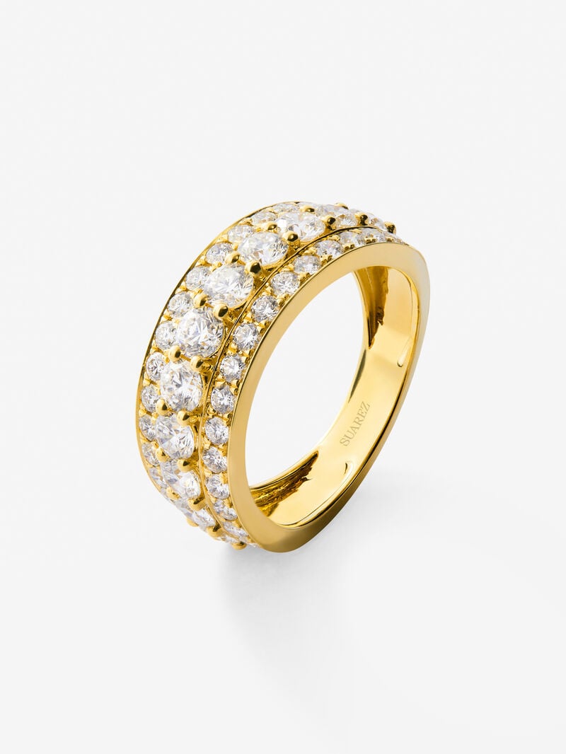 18K yellow gold ring with 22 brilliant-cut diamonds with a total of 2.08 cts image number 0