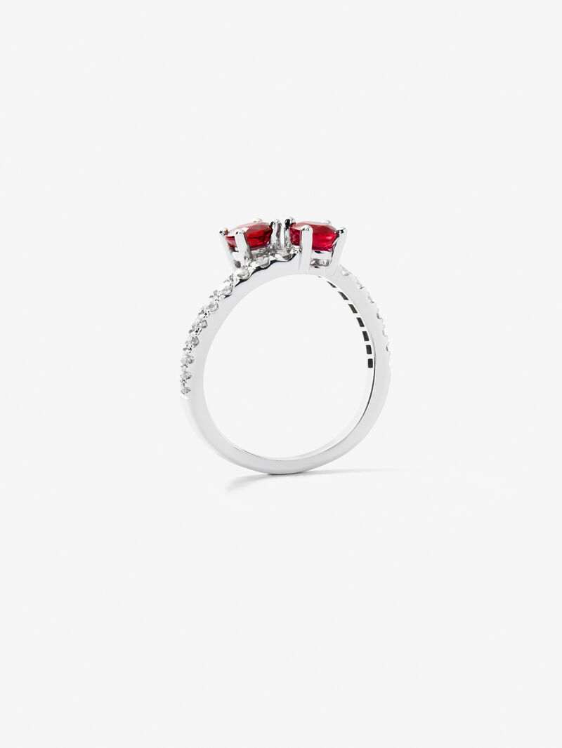 You and I 18k White Gold Ring with Red Rubyes in Bright Size 1.02 cts and White Diamonds in Bright Size of 0.34 CTS image number 4