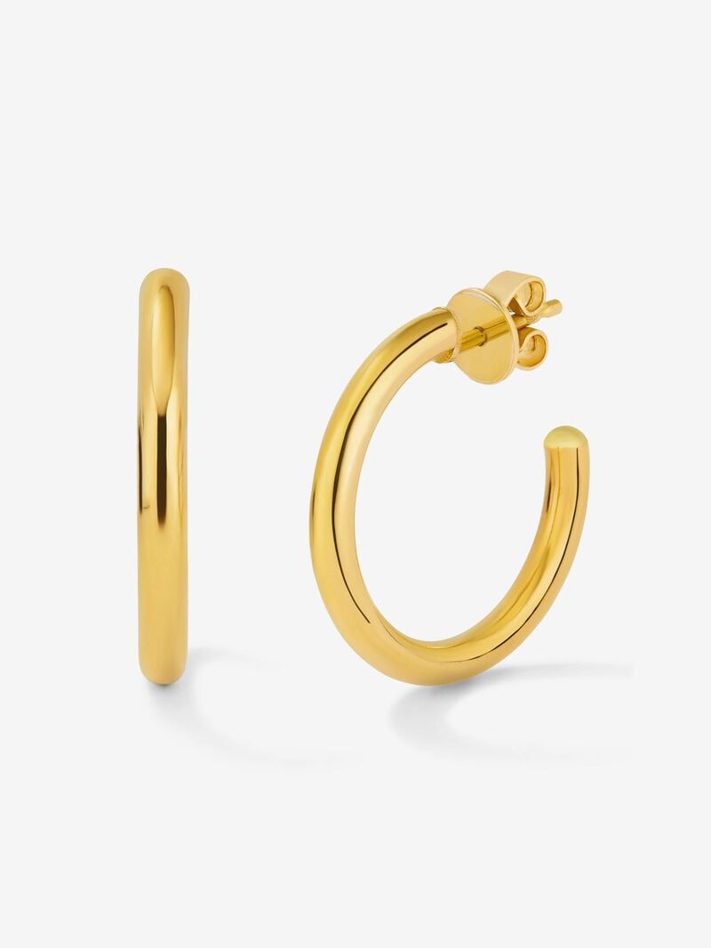 Medium Smooth Hoop Earrings in 18K Yellow Gold image number 0